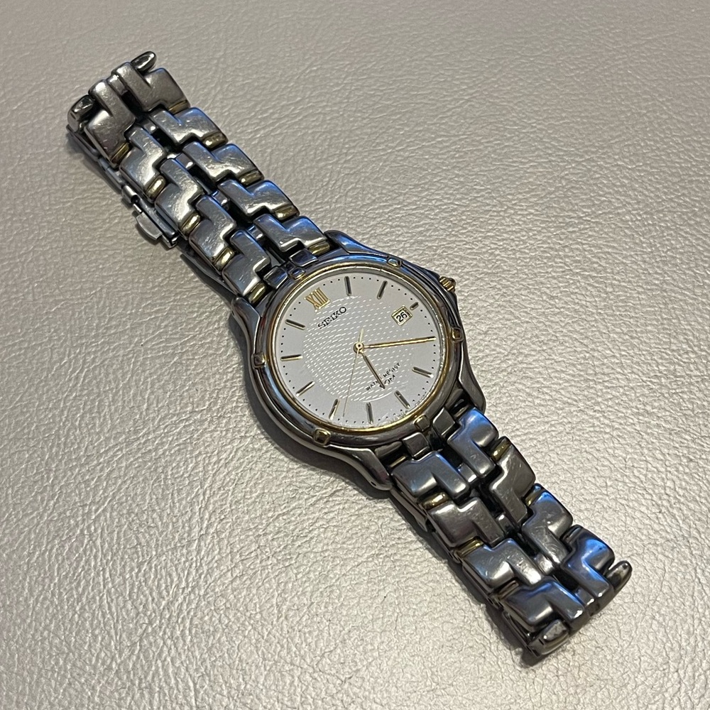 Vintage Seiko Slim Quick-Set Date, Two-Tone, Gold & Stainless Steel Quartz Watch